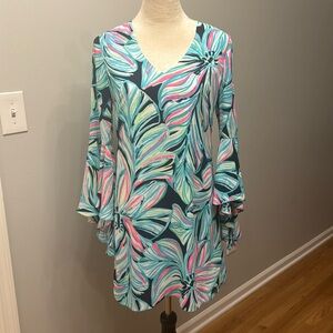 $198 NWT LILLY PULITZER Sz 2 ROSALIA FLOUNCE LONG SLEEVE DRESS HIGH TIDE NAVY